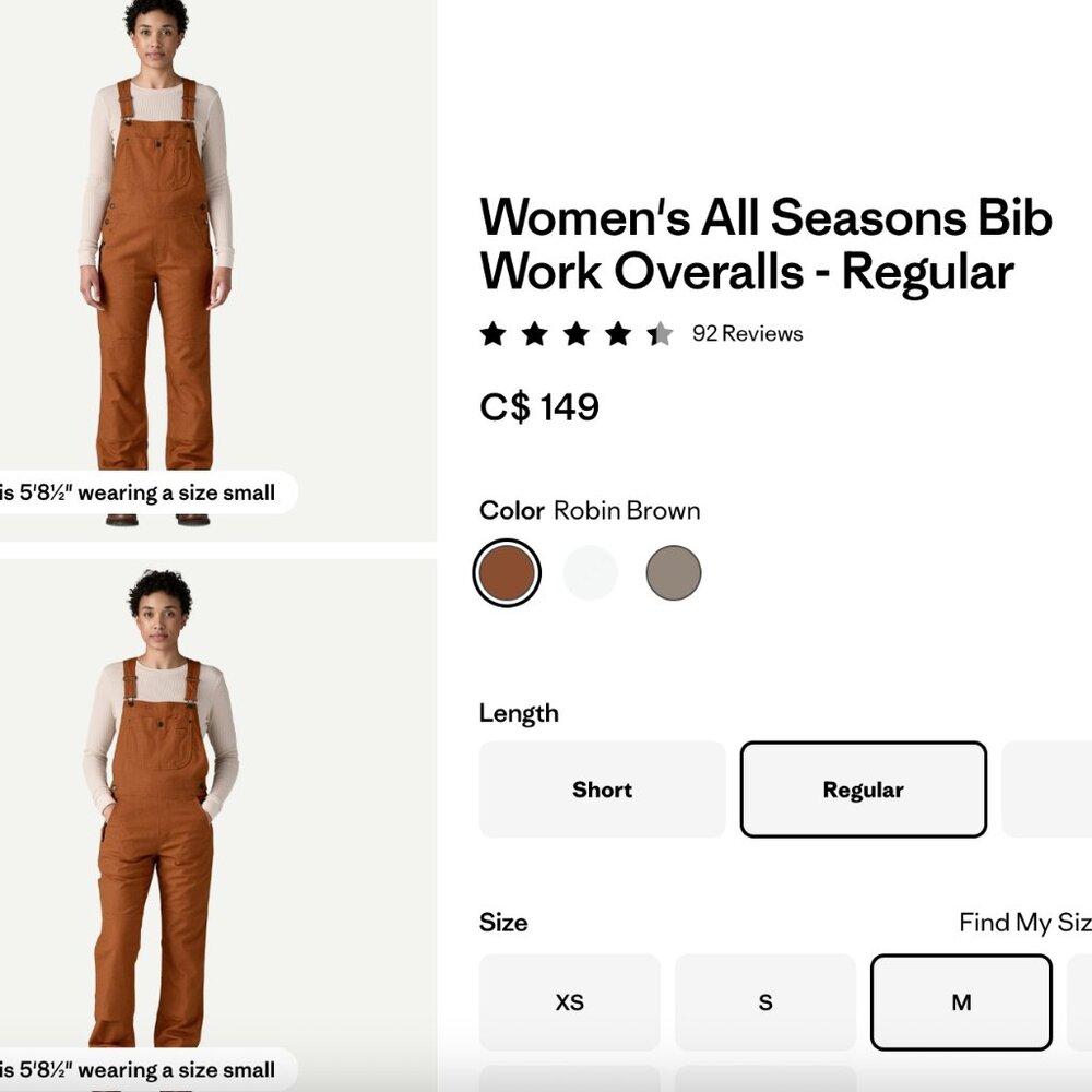 SOLDtagonia Hemp All Season Overalls - Med/Regular 32" Inseam (NEW WITH TAGS)